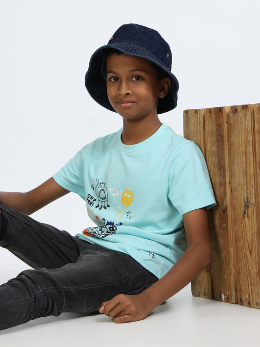 Aqua 100% Cotton Crew Neck Boy's T Shirt