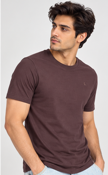 Men's Round Neck Brown T-shirts