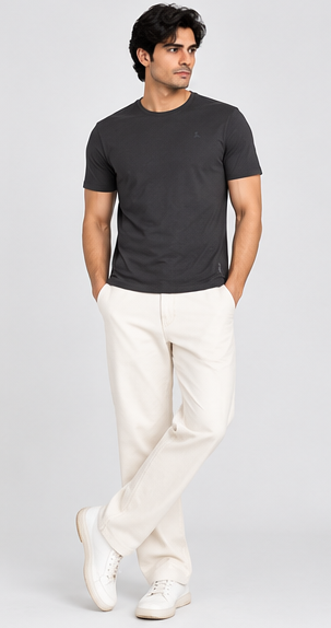 Men's Round Neck Dark Grey T-shirts