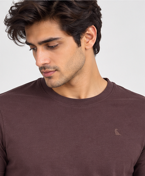Men's Round Neck Brown T-shirts