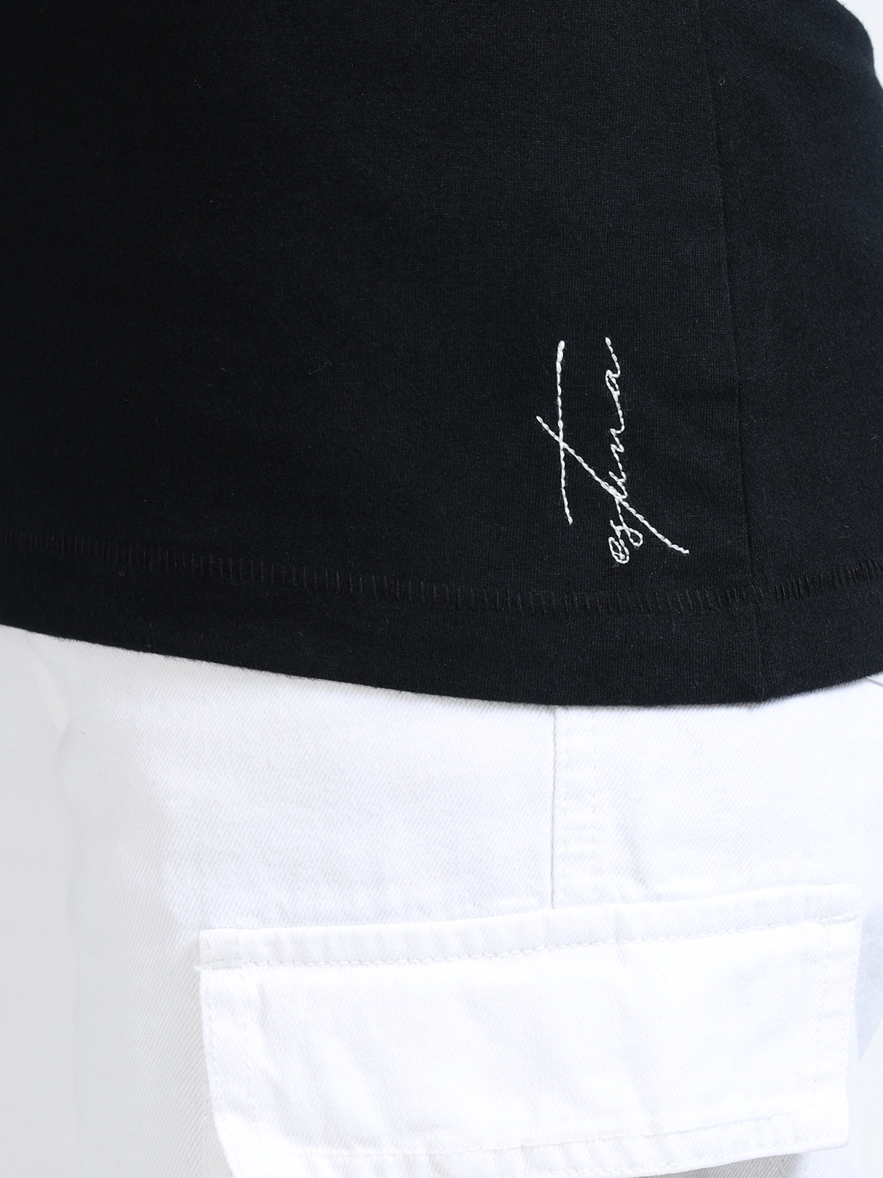 Black Cotton Crew Neck Printed T-Shirt For Women