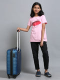 Pink 100% Cotton Crew Neck Girl's T Shirt