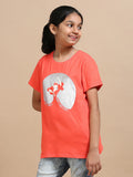 Coral 100% Cotton Crew Neck Girl's T Shirt