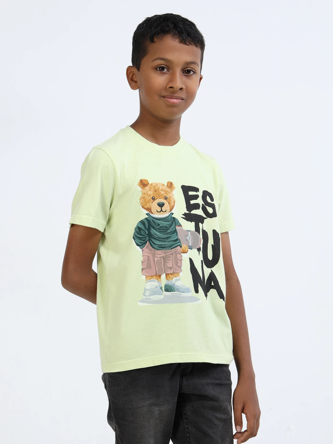 Yellow kids 100% Cotton Crew Neck Boy's T Shirt