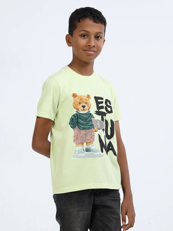 Yellow kids 100% Cotton Crew Neck Boy's T Shirt