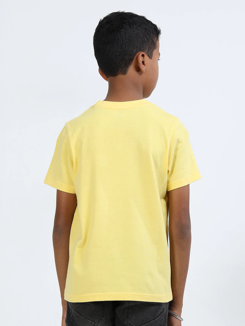 Yellow  100% Cotton Crew Neck Boy's T Shirt