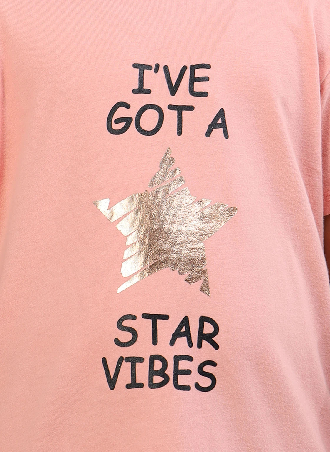 Peach 100% Cotton Crew Neck Girl's T Shirt