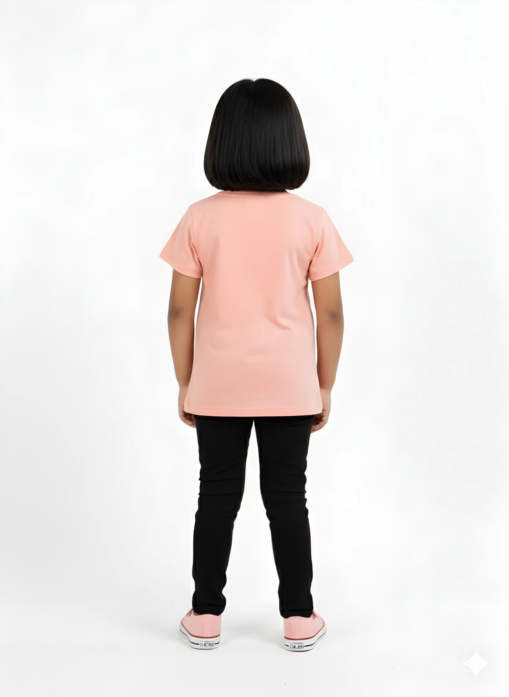 Peach 100% Cotton Crew Neck Girl's T Shirt