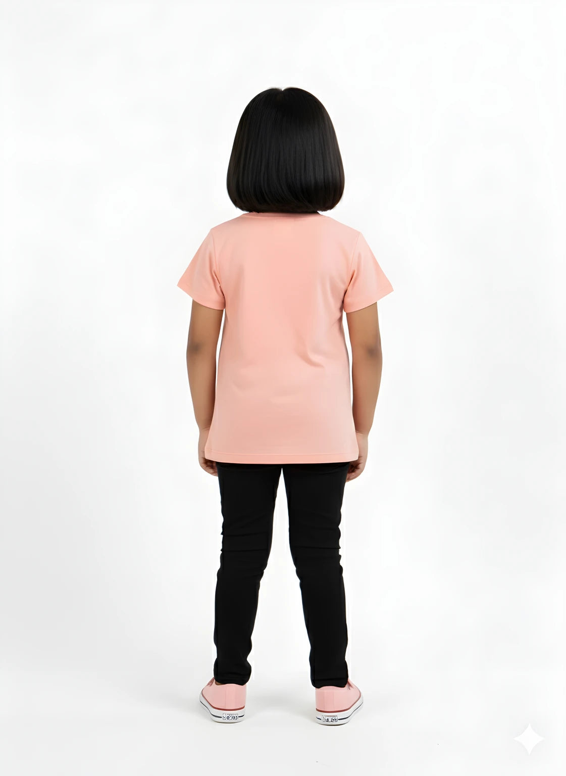 Peach 100% Cotton Crew Neck Girl's T Shirt