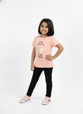 Peach 100% Cotton Crew Neck Girl's T Shirt