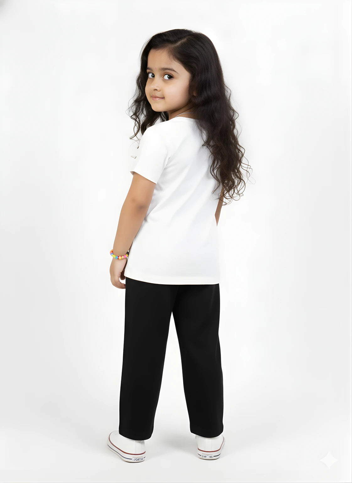 White 100% Cotton Crew Neck Girl's T Shirt