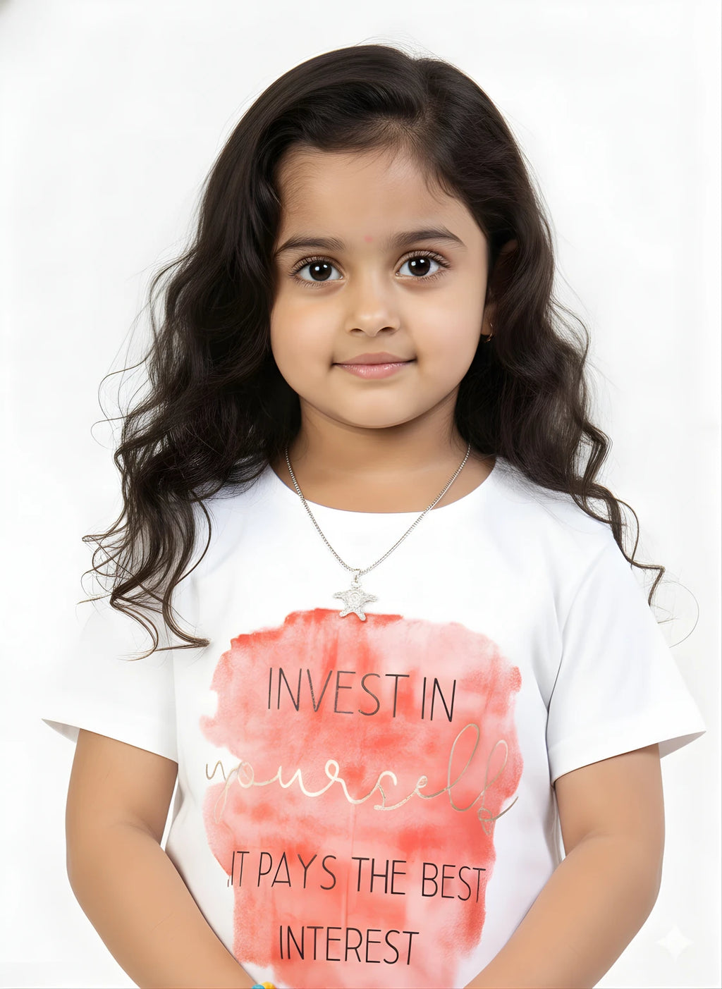 White 100% Cotton Crew Neck Girl's T Shirt