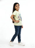 Yellow Kids 100% Cotton Crew Neck Girl's T Shirt