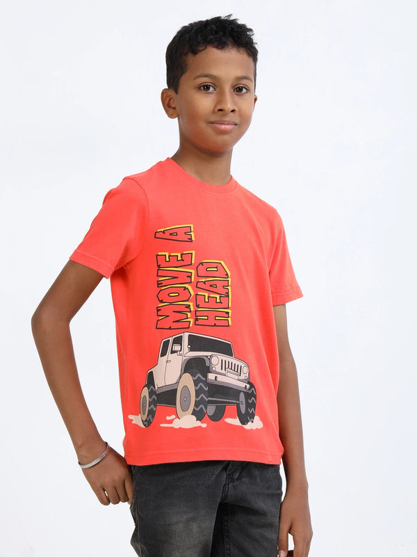 Coral 100% Cotton Crew Neck Boy's T Shirt