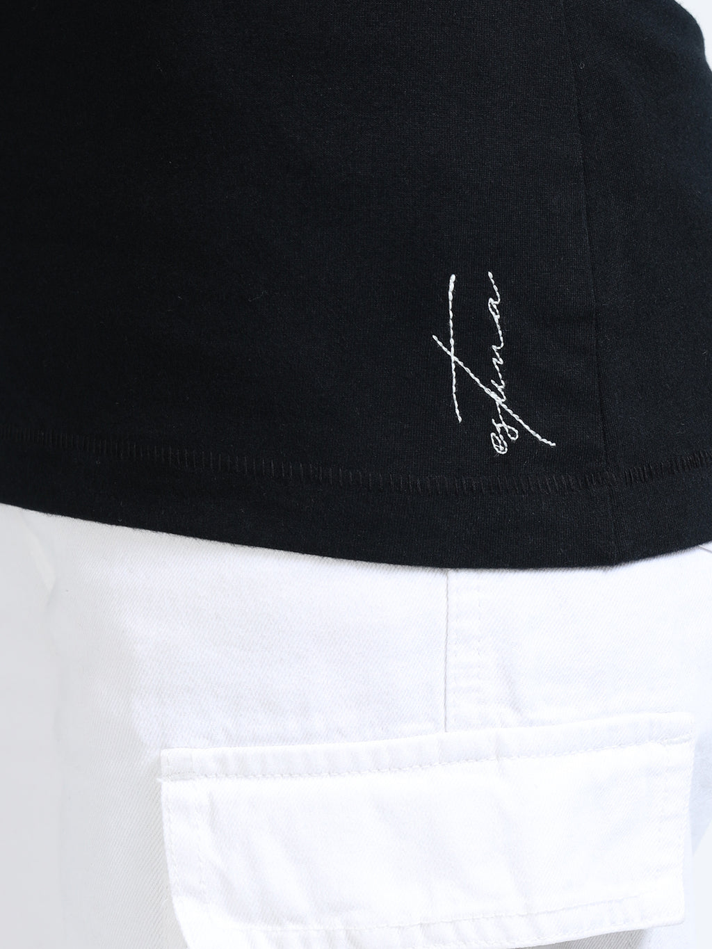 Black Cotton Crew Neck Plain T-Shirt For Women