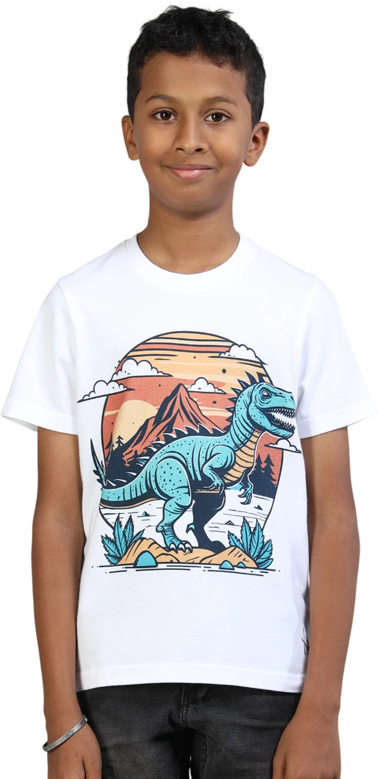 White 100% Cotton Crew Neck Boy's T Shirt