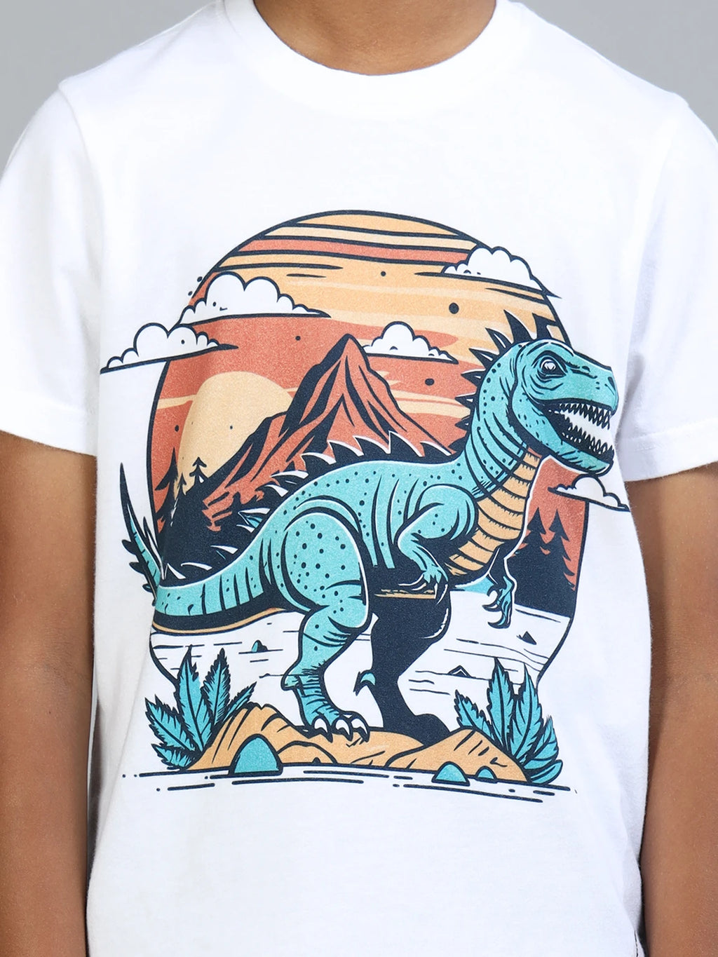 White 100% Cotton Crew Neck Boy's T Shirt