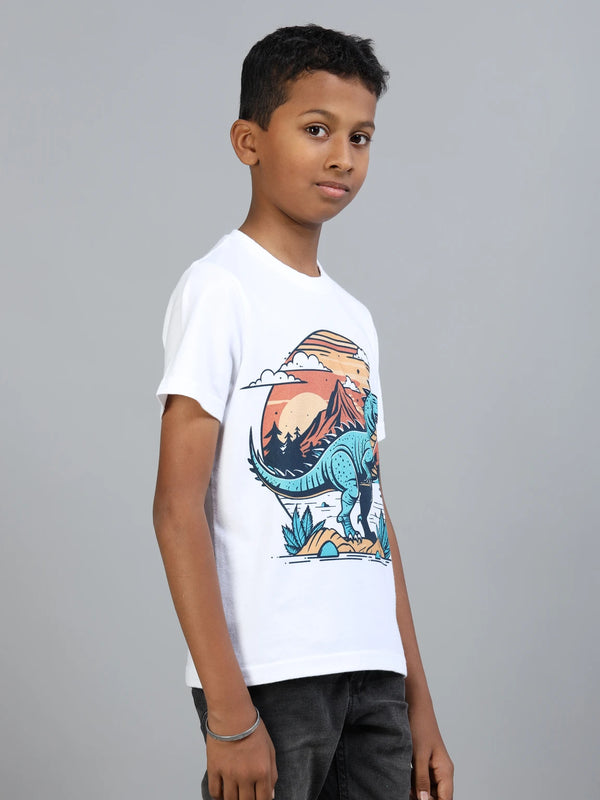 White 100% Cotton Crew Neck Boy's T Shirt