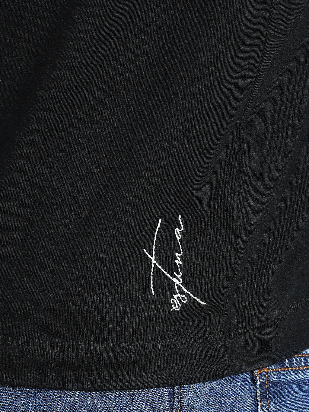 Black Cotton Crew Neck Printed T-Shirt For Men