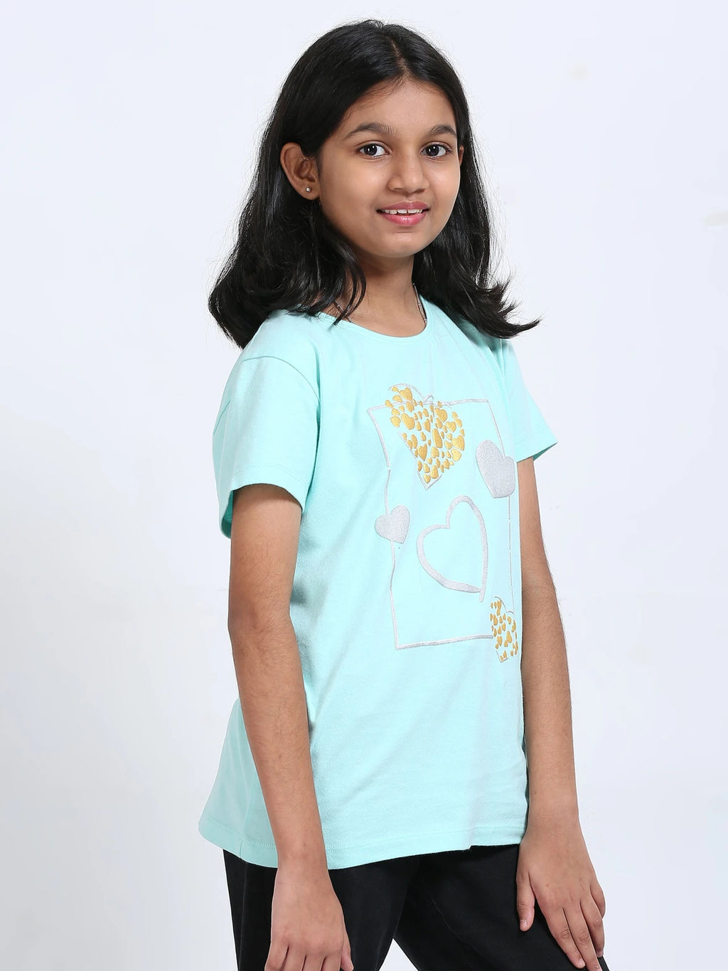 Aqua 100% Cotton Crew Neck Girl's T Shirt