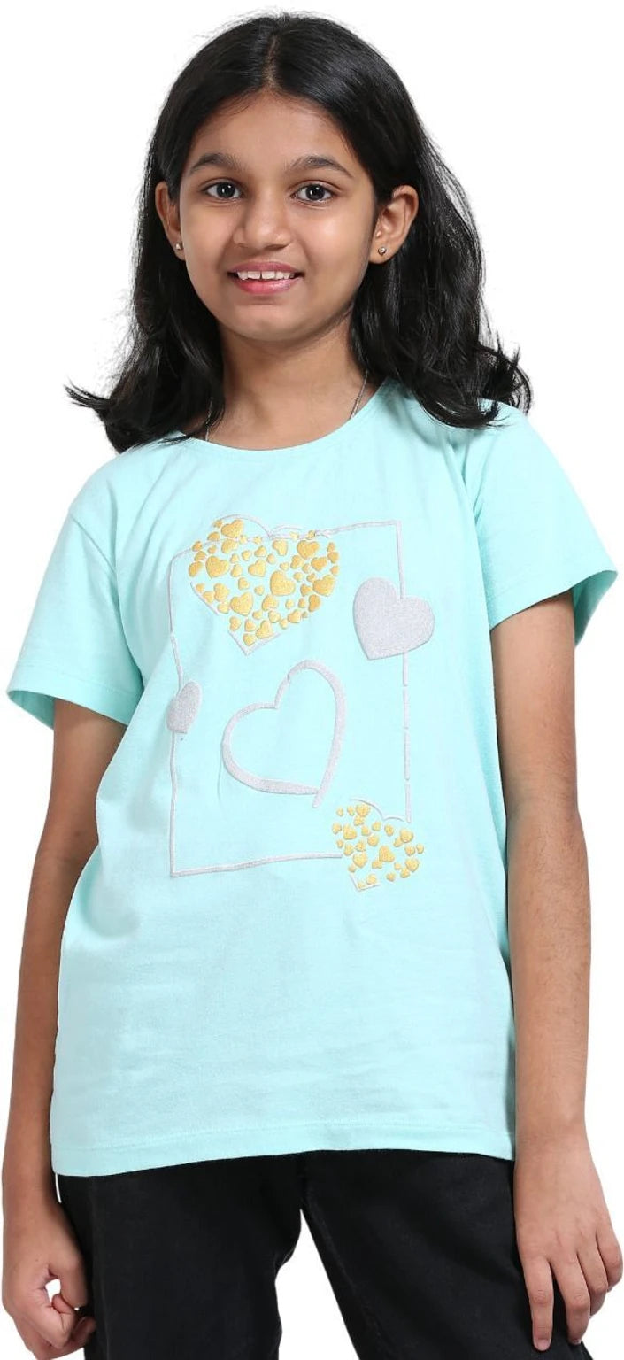 Aqua 100% Cotton Crew Neck Girl's T Shirt