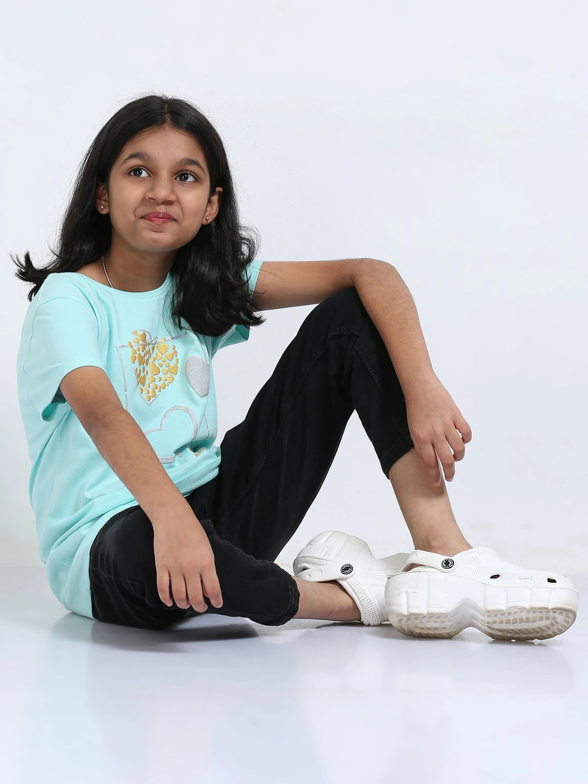 Aqua 100% Cotton Crew Neck Girl's T Shirt