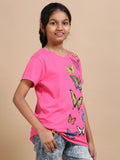 Hot Pink 100% Cotton Crew Neck Girl's T Shirt