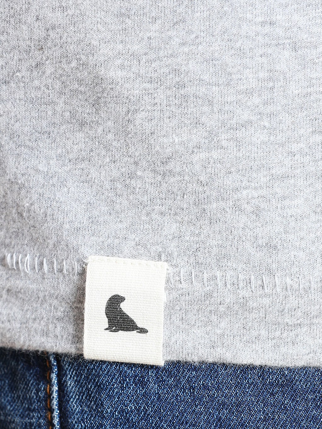Melange Cotton Crew Neck Logo T-Shirt For Men