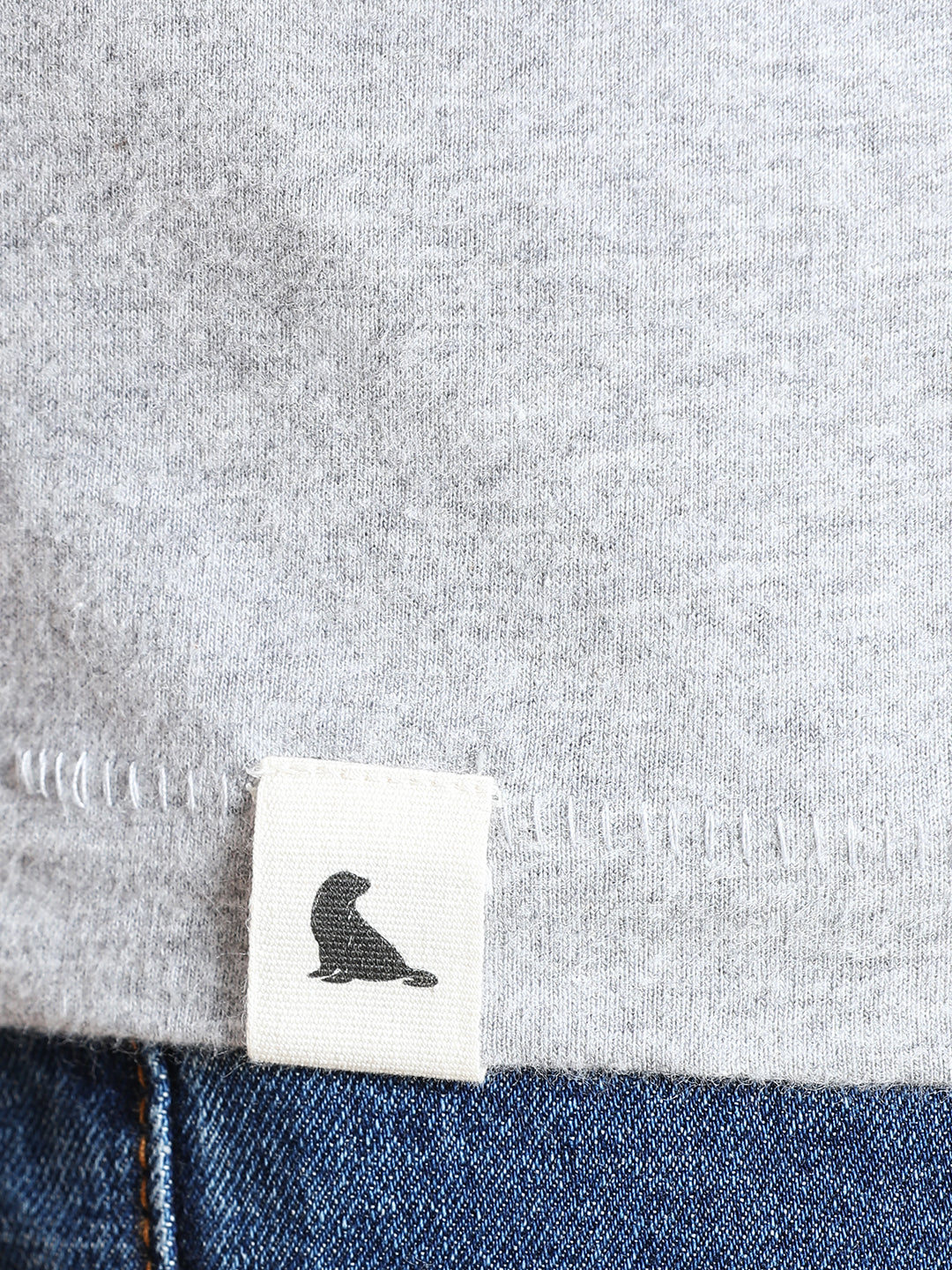 Melange Cotton Crew Neck Logo T-Shirt For Men