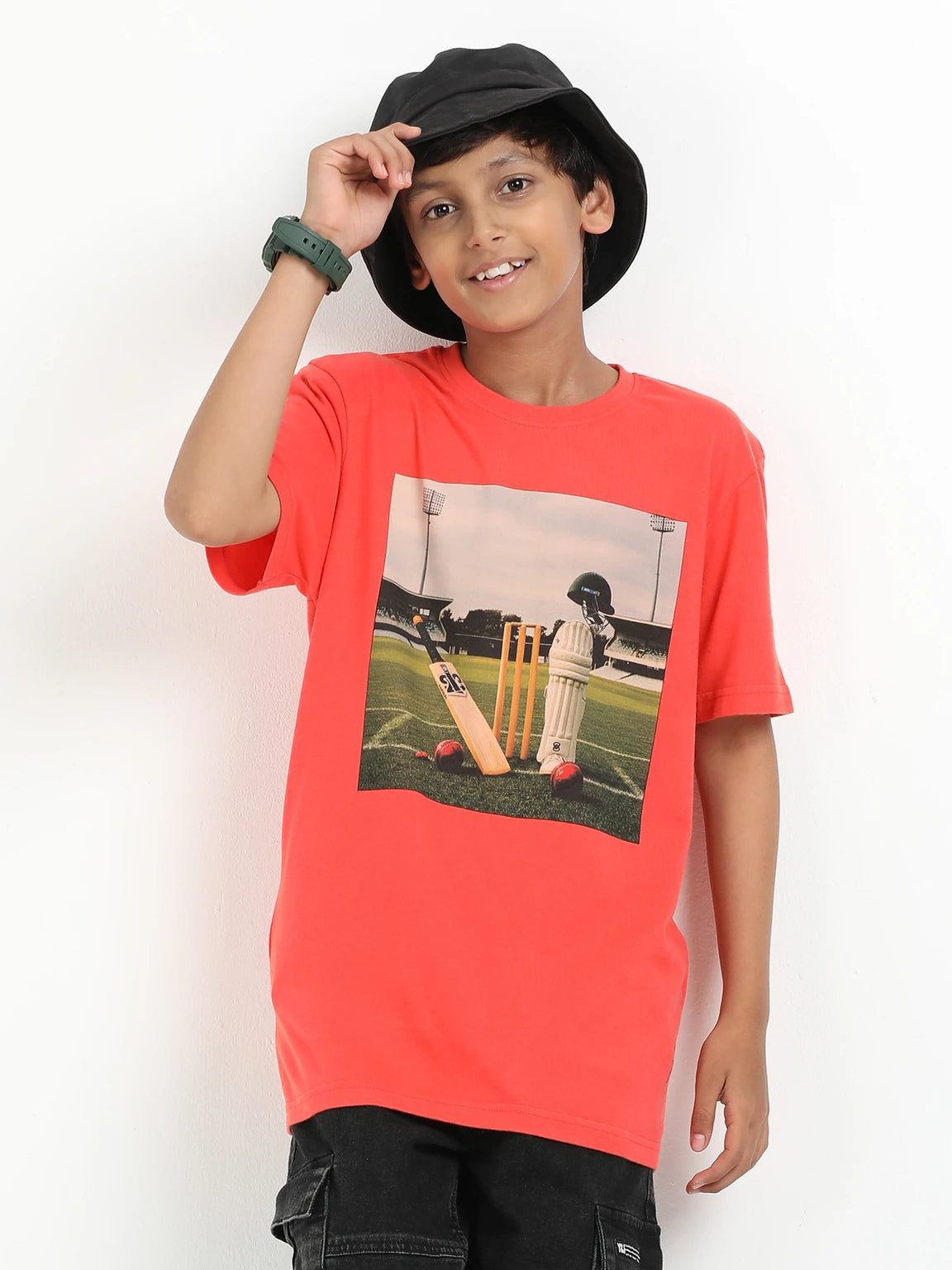 Coral 100% Cotton Crew Neck Boy's T Shirt