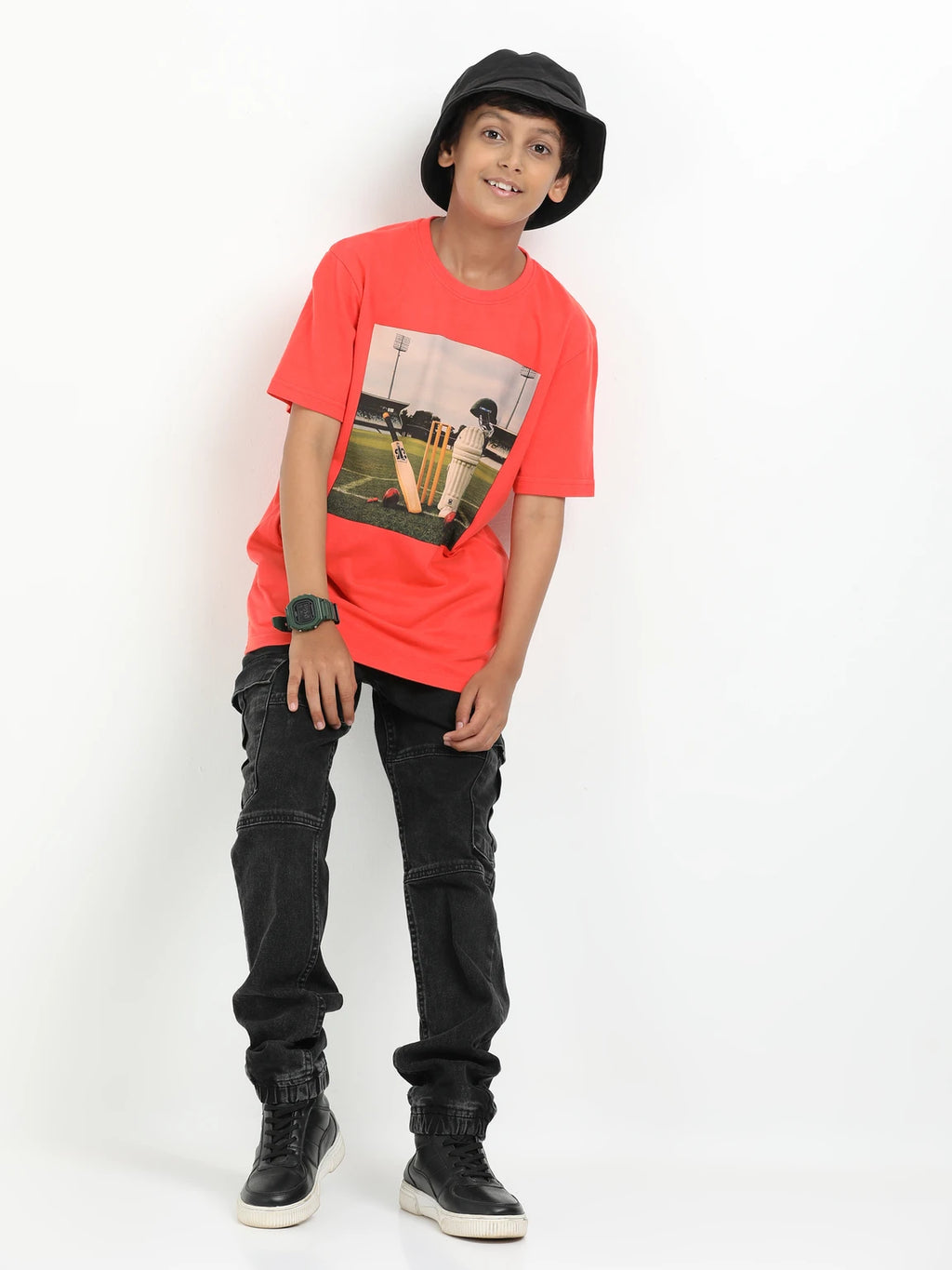 Coral 100% Cotton Crew Neck Boy's T Shirt