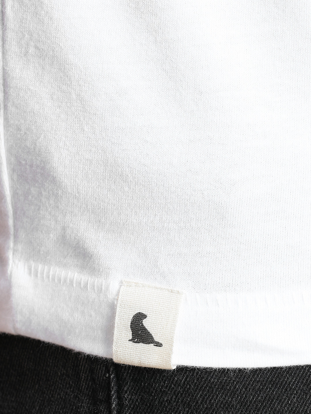 White Cotton Crew Neck Printed T-Shirt For Men