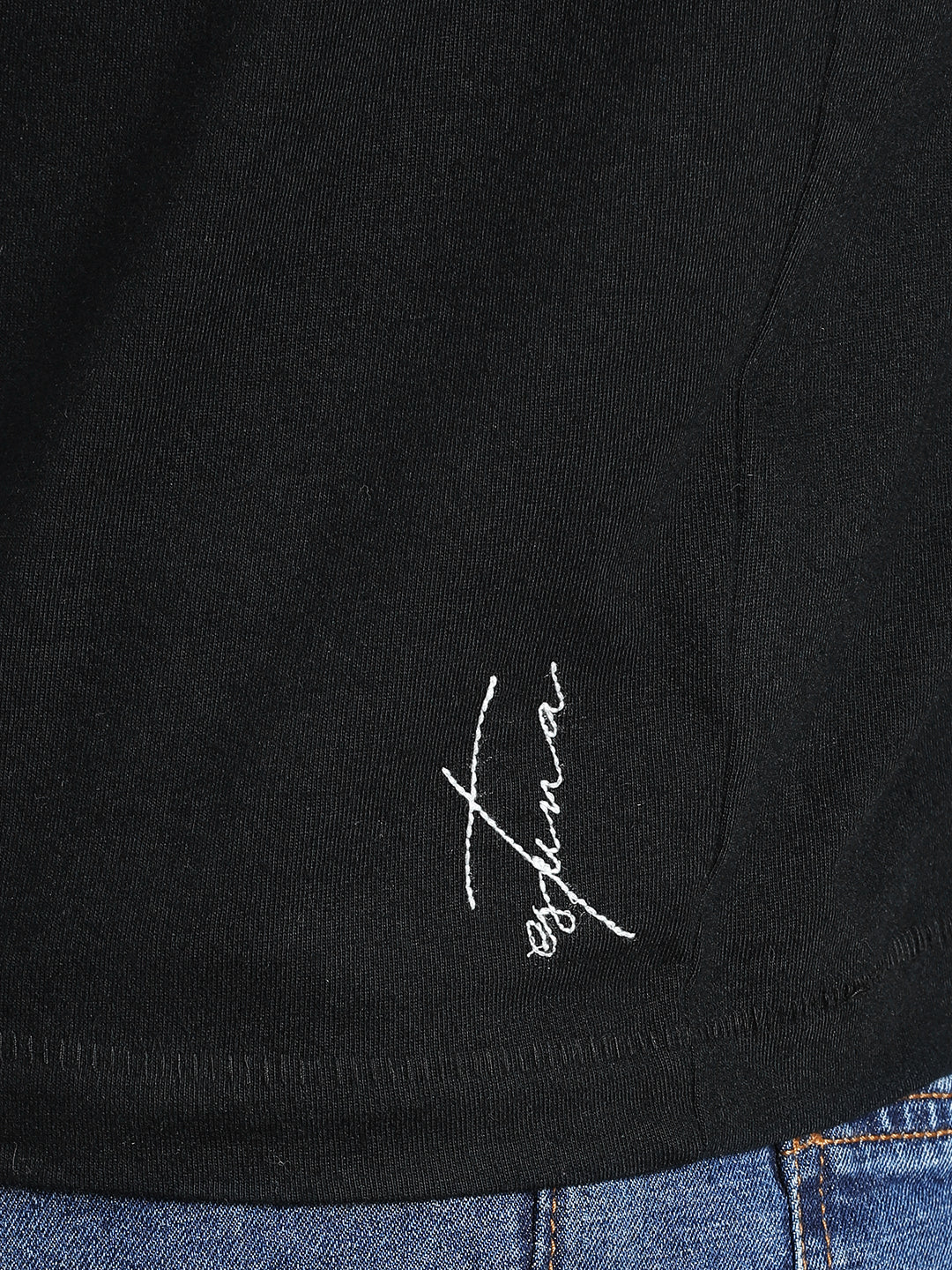 Black Cotton Crew Neck Printed T-Shirt For Men