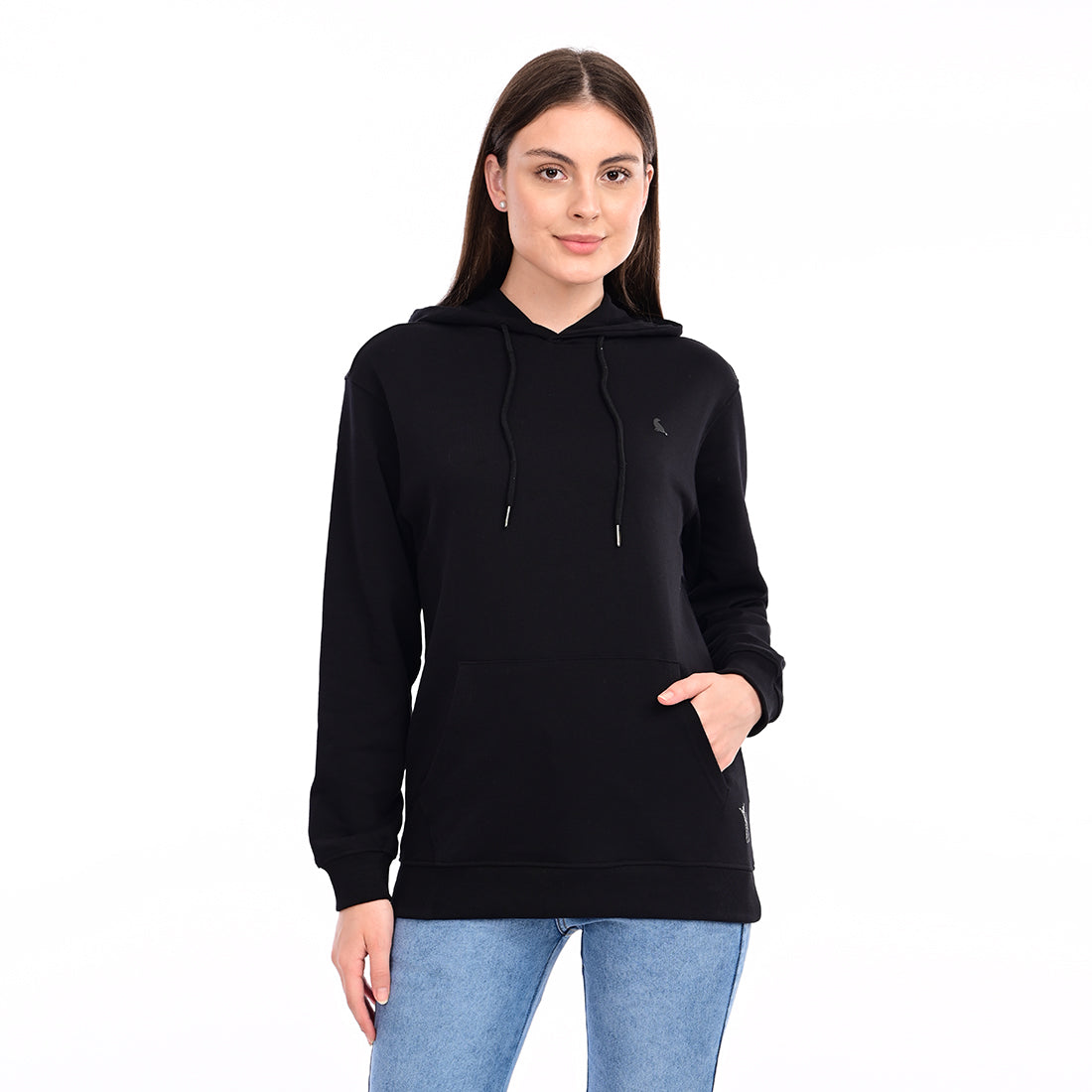 estuna 100% Cotton  – Black Heavy Fabric Women's Hoodie