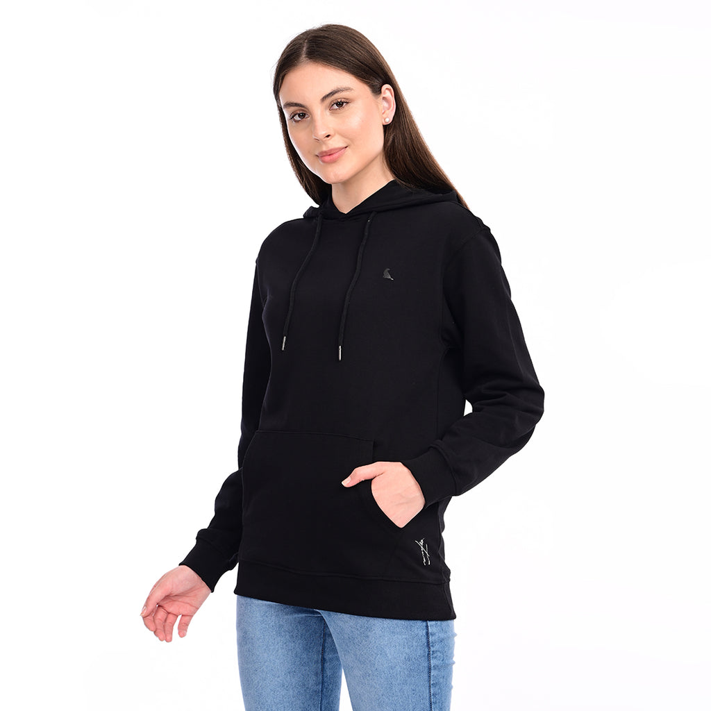estuna 100% Cotton  – Black Heavy Fabric Women's Hoodie