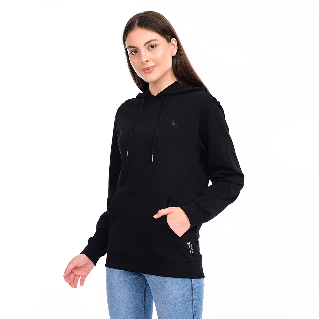 estuna 100% Cotton  – Black Heavy Fabric Women's Hoodie