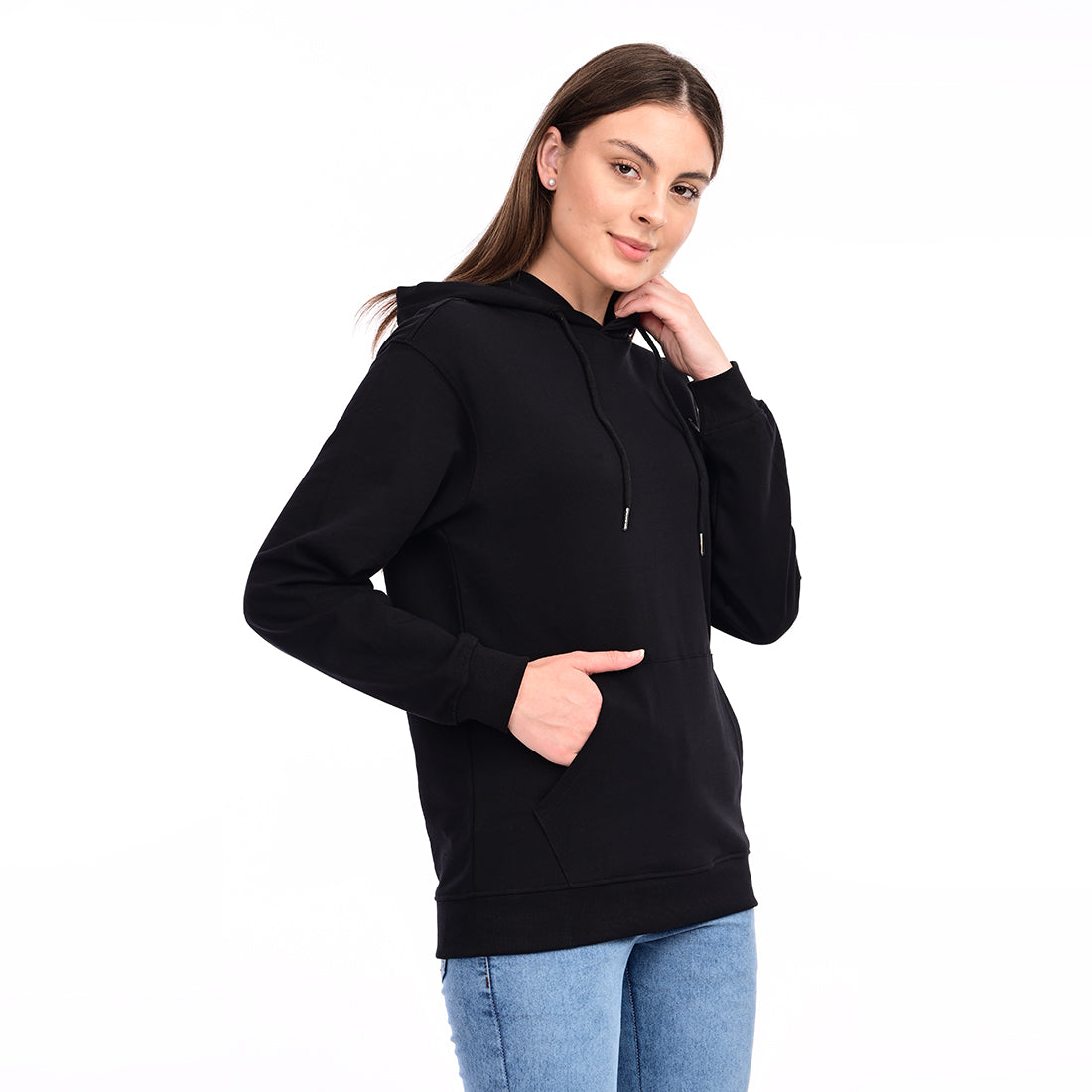 estuna 100% Cotton  – Black Heavy Fabric Women's Hoodie