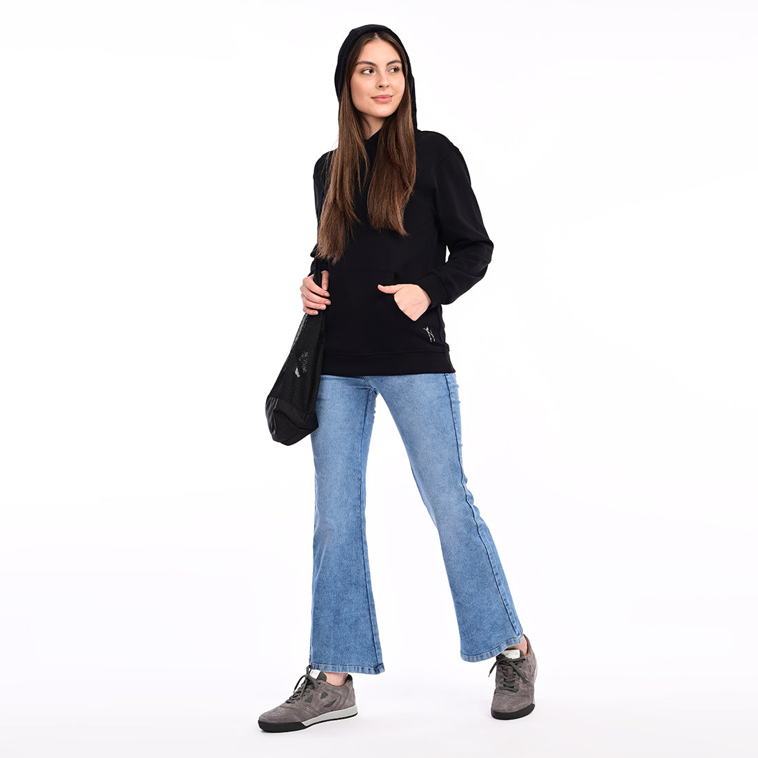 estuna 100% Cotton  – Black Heavy Fabric Women's Hoodie