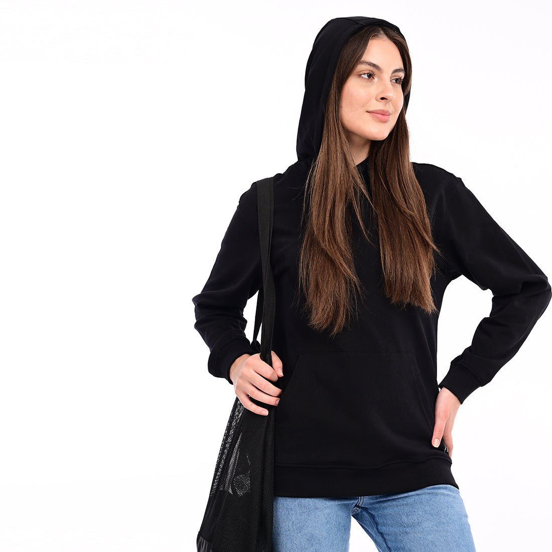 estuna 100% Cotton  – Black Heavy Fabric Women's Hoodie
