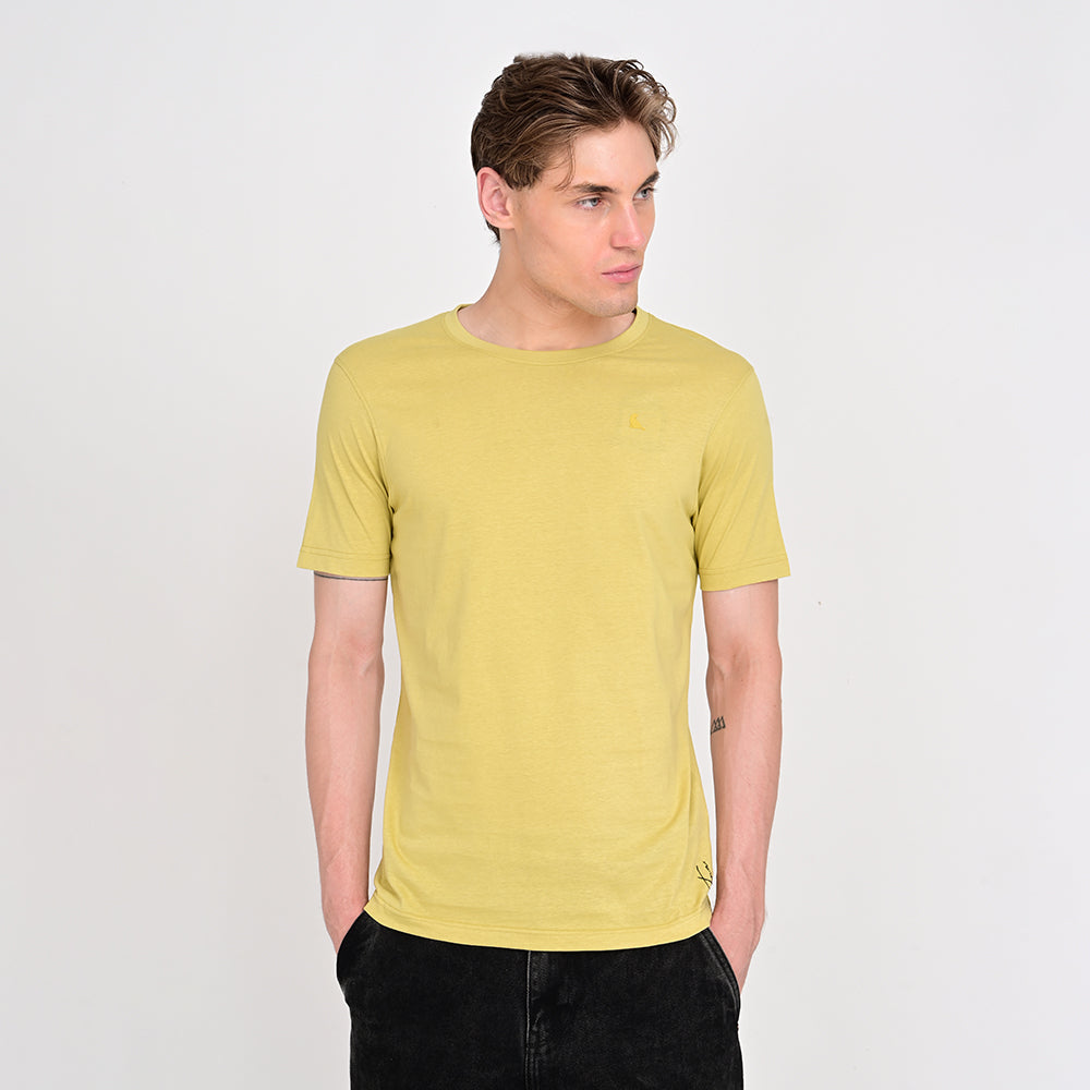 Men's Round Neck Yellow T-shirts