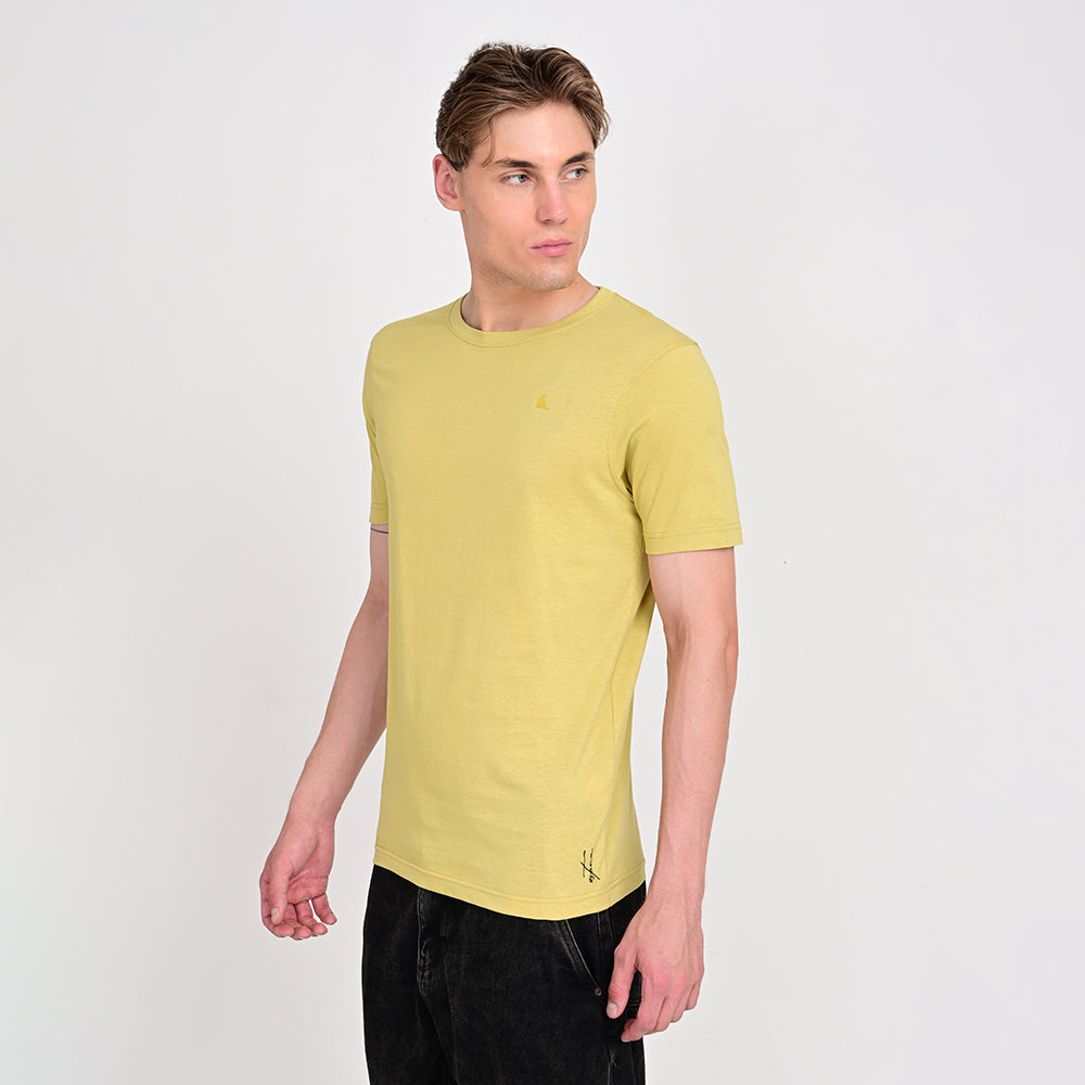Men's Round Neck Yellow T-shirts