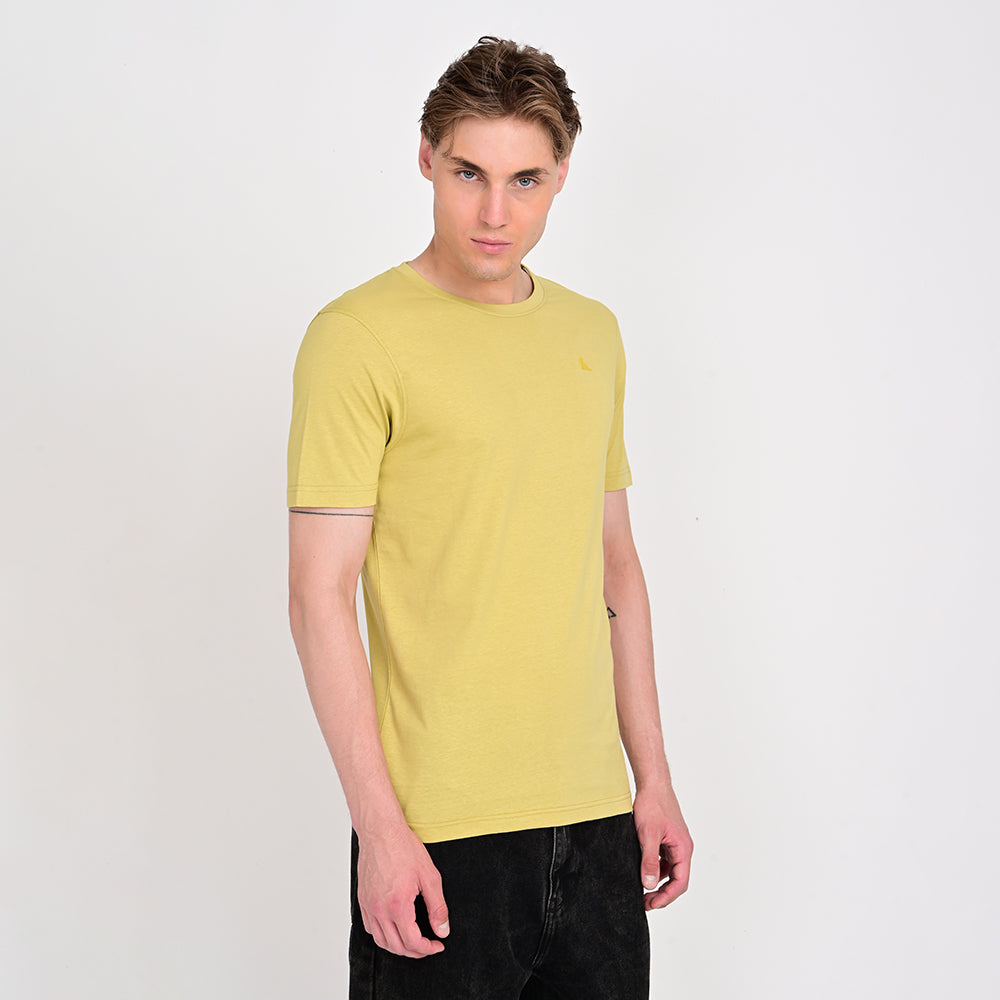Men's Round Neck Yellow T-shirts
