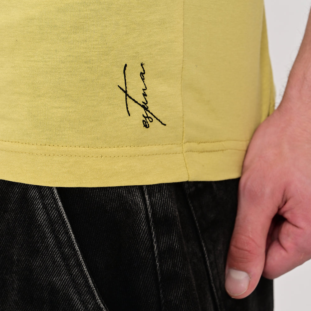 Men's Round Neck Yellow T-shirts