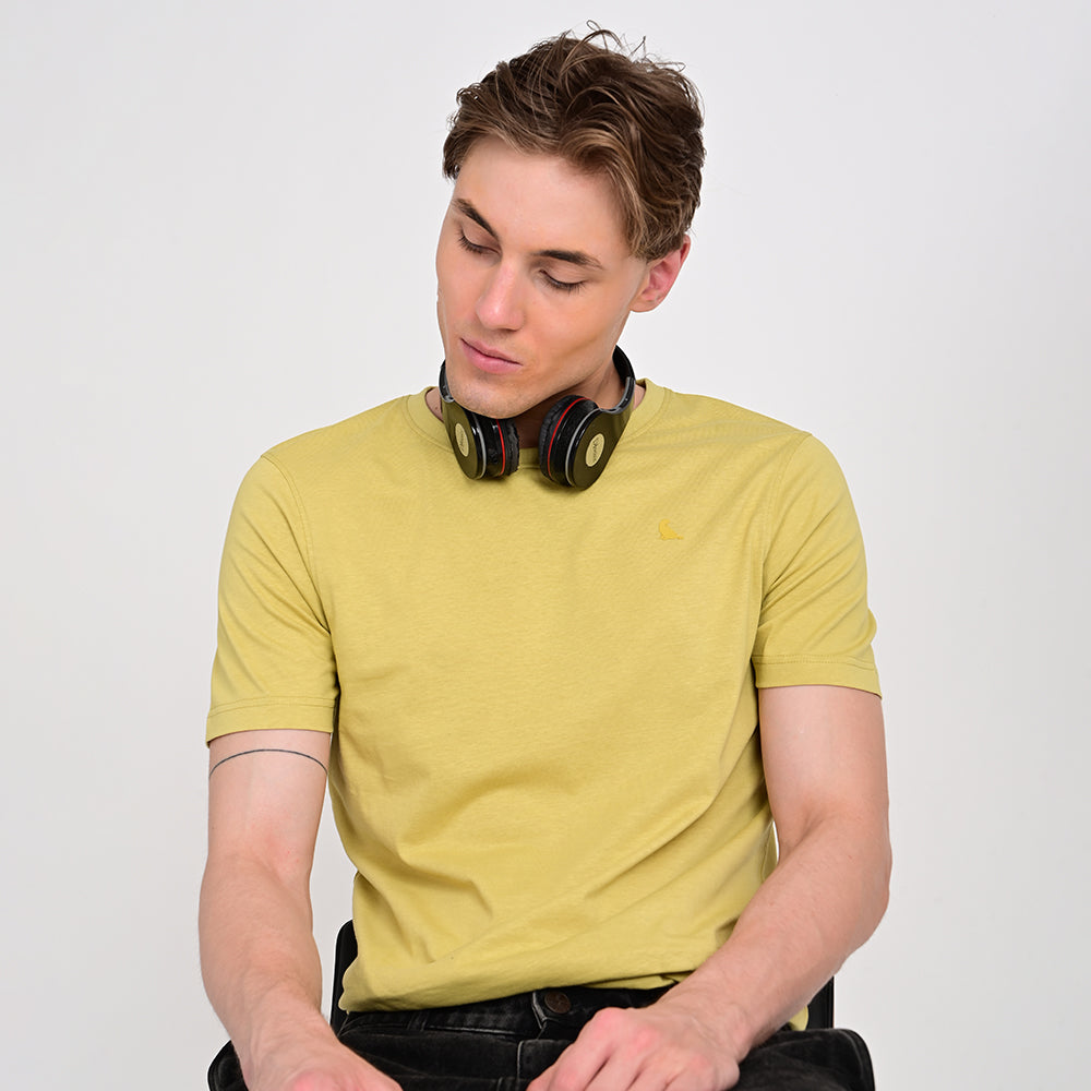Men's Round Neck Yellow T-shirts