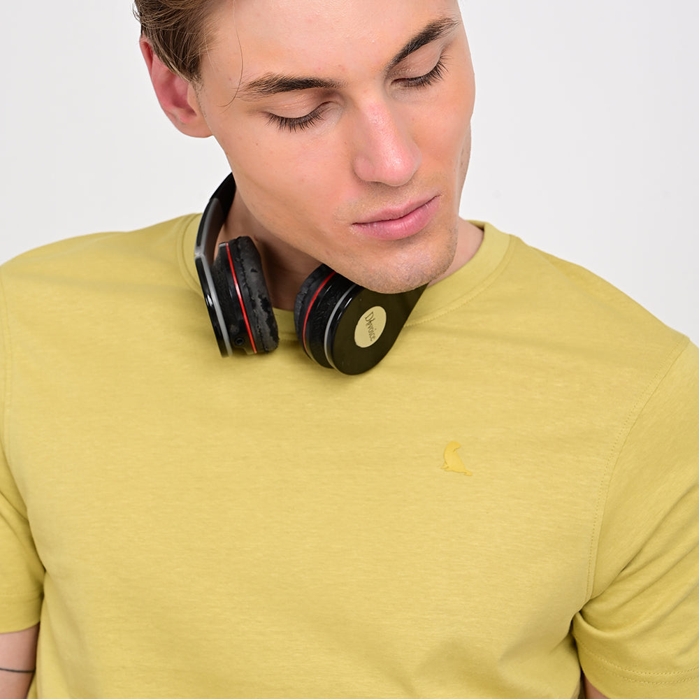 Men's Round Neck Yellow T-shirts