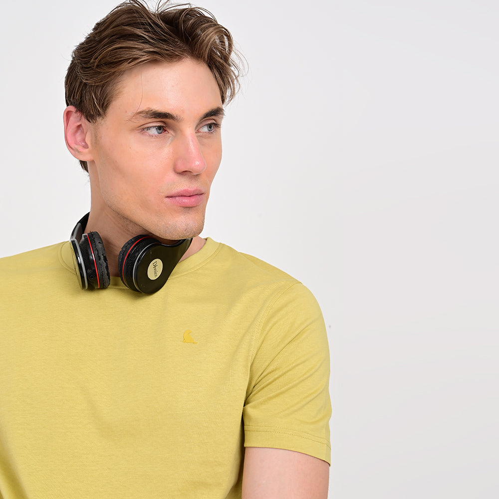 Men's Round Neck Yellow T-shirts