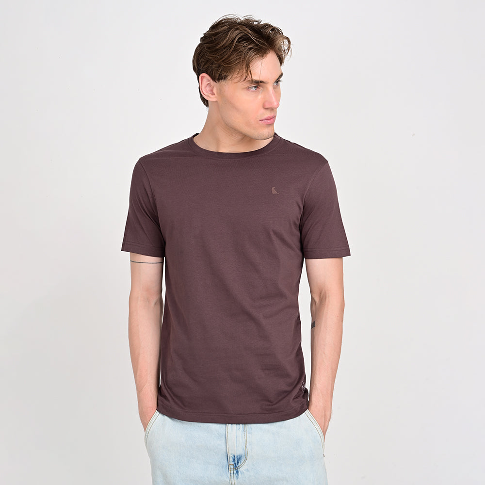 Men's Round Neck Brown T-shirts