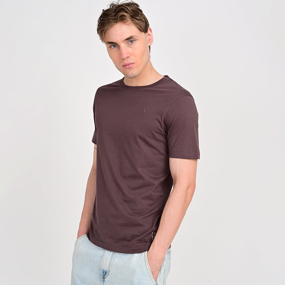 Men's Round Neck Brown T-shirts