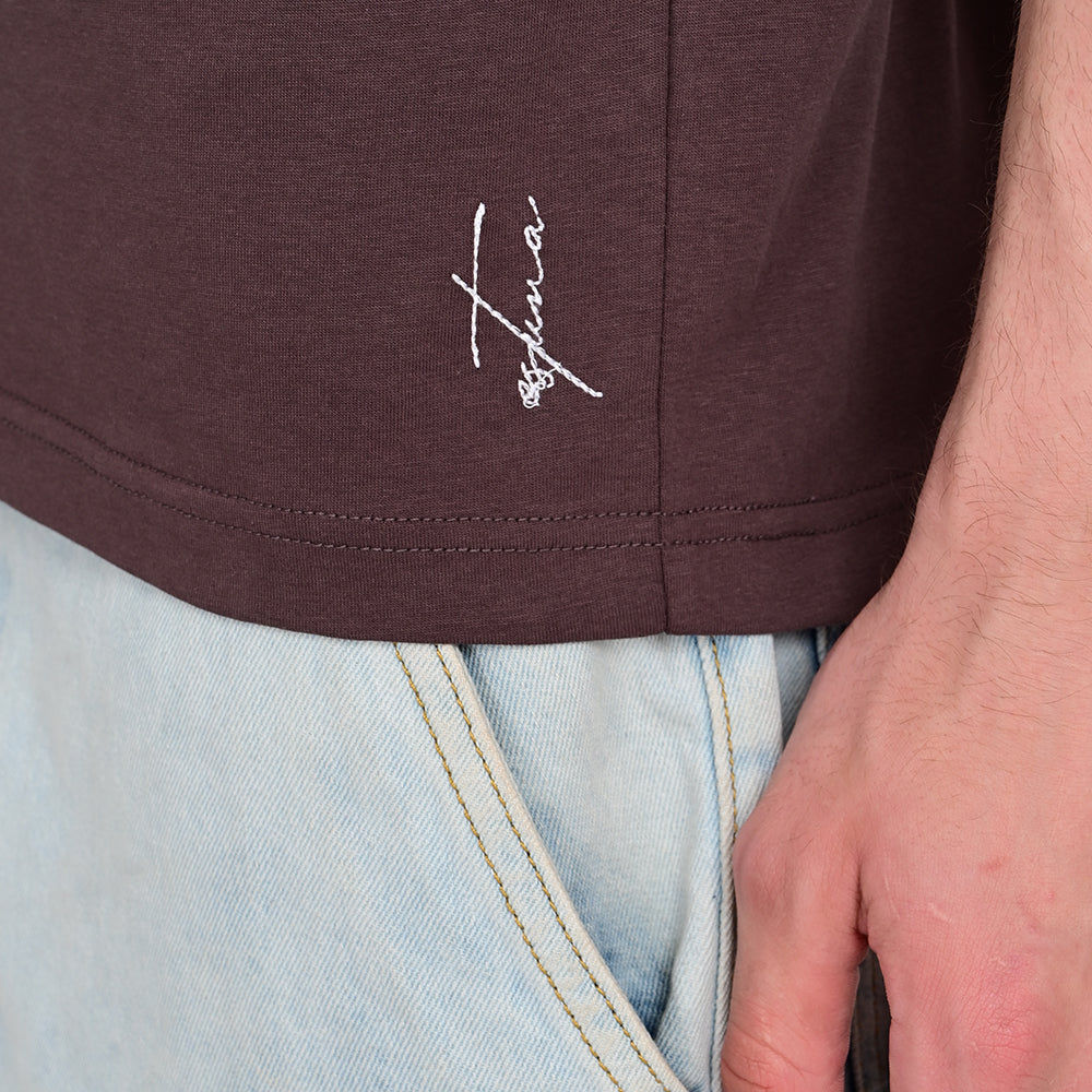 Men's Round Neck Brown T-shirts