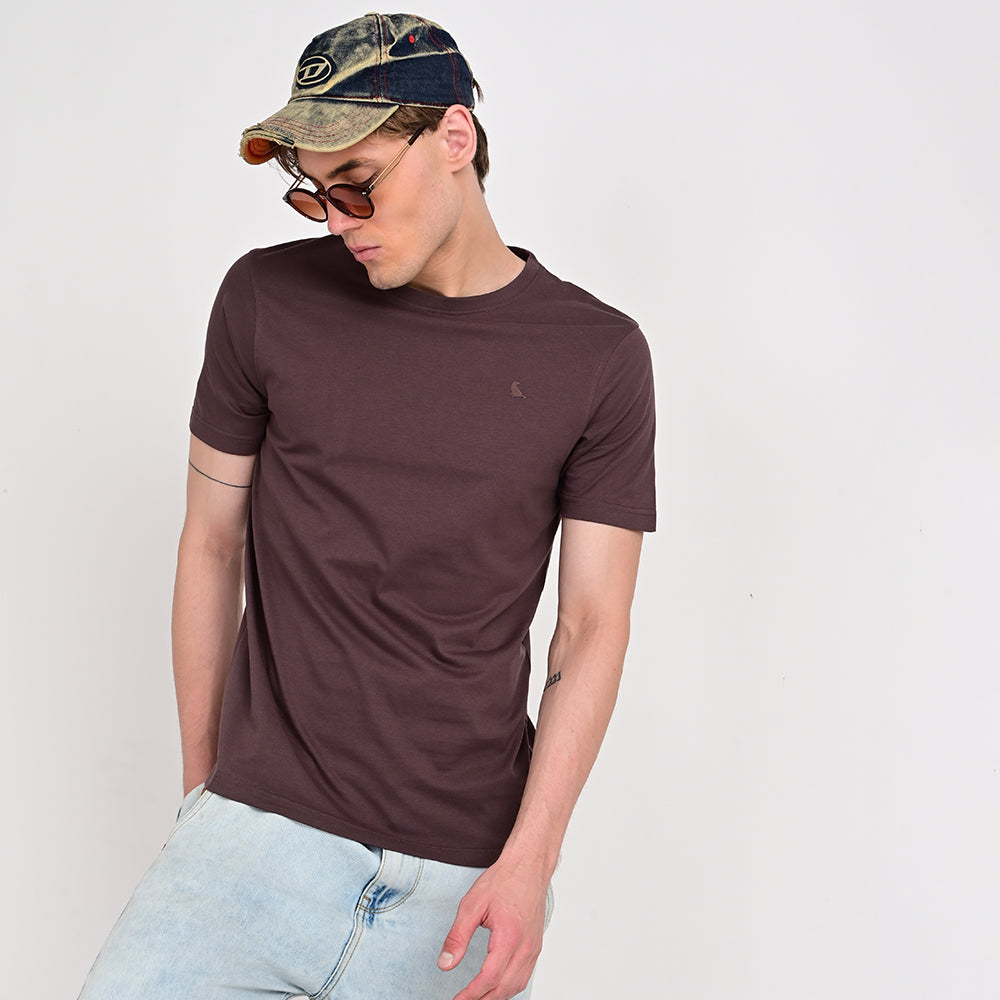Men's Round Neck Brown T-shirts